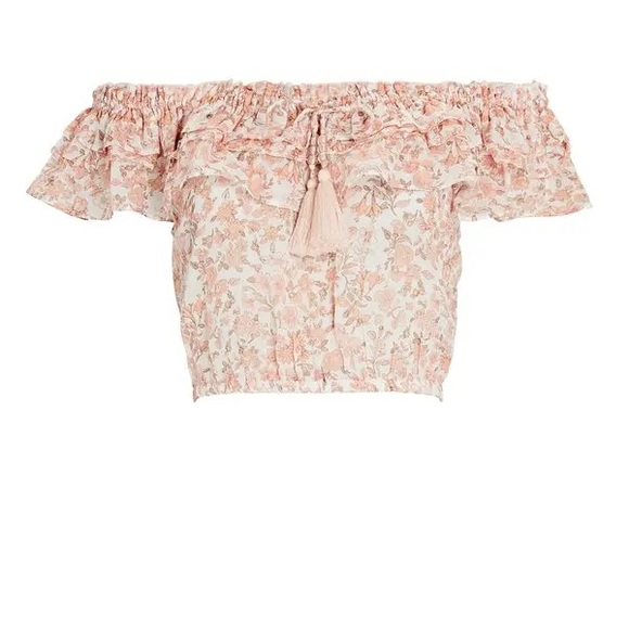 NEW Loveshackfancy Dorin off shoulder floral crop top - Picture 11 of 11